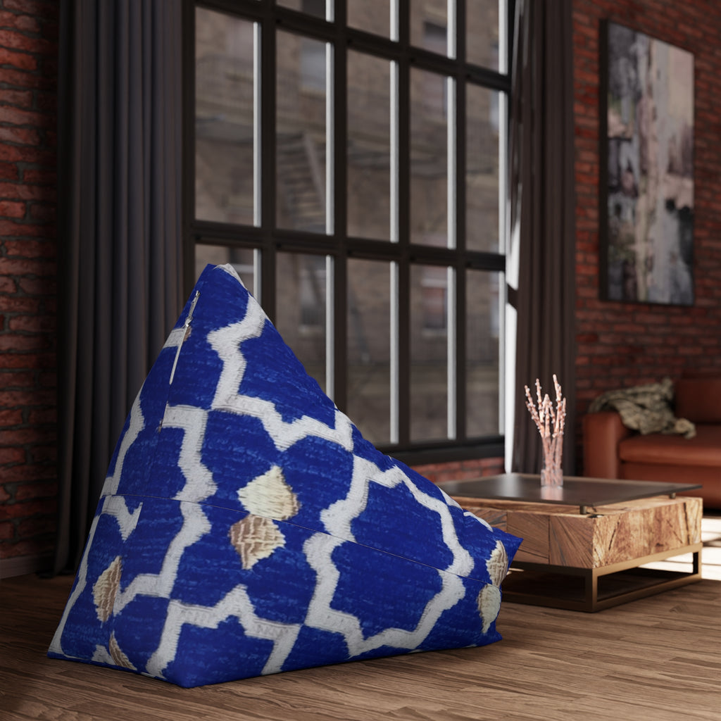 Blue Moroccan Tile Bean Bag Cover | Geometric Pattern