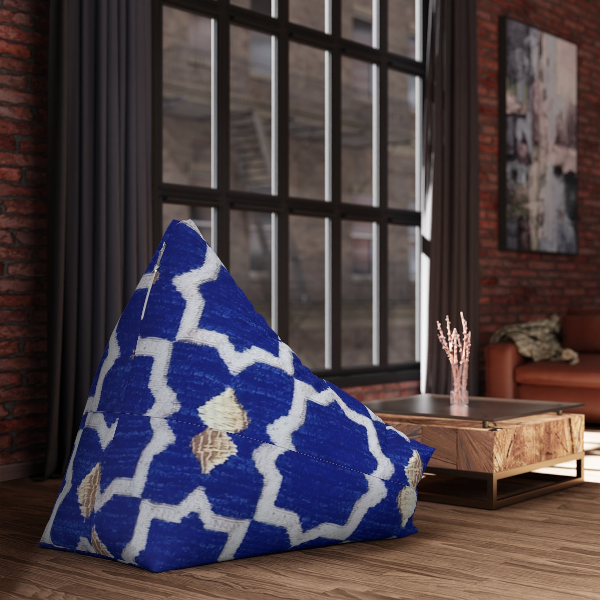 Blue Moroccan Tile Bean Bag Cover | Geometric Pattern