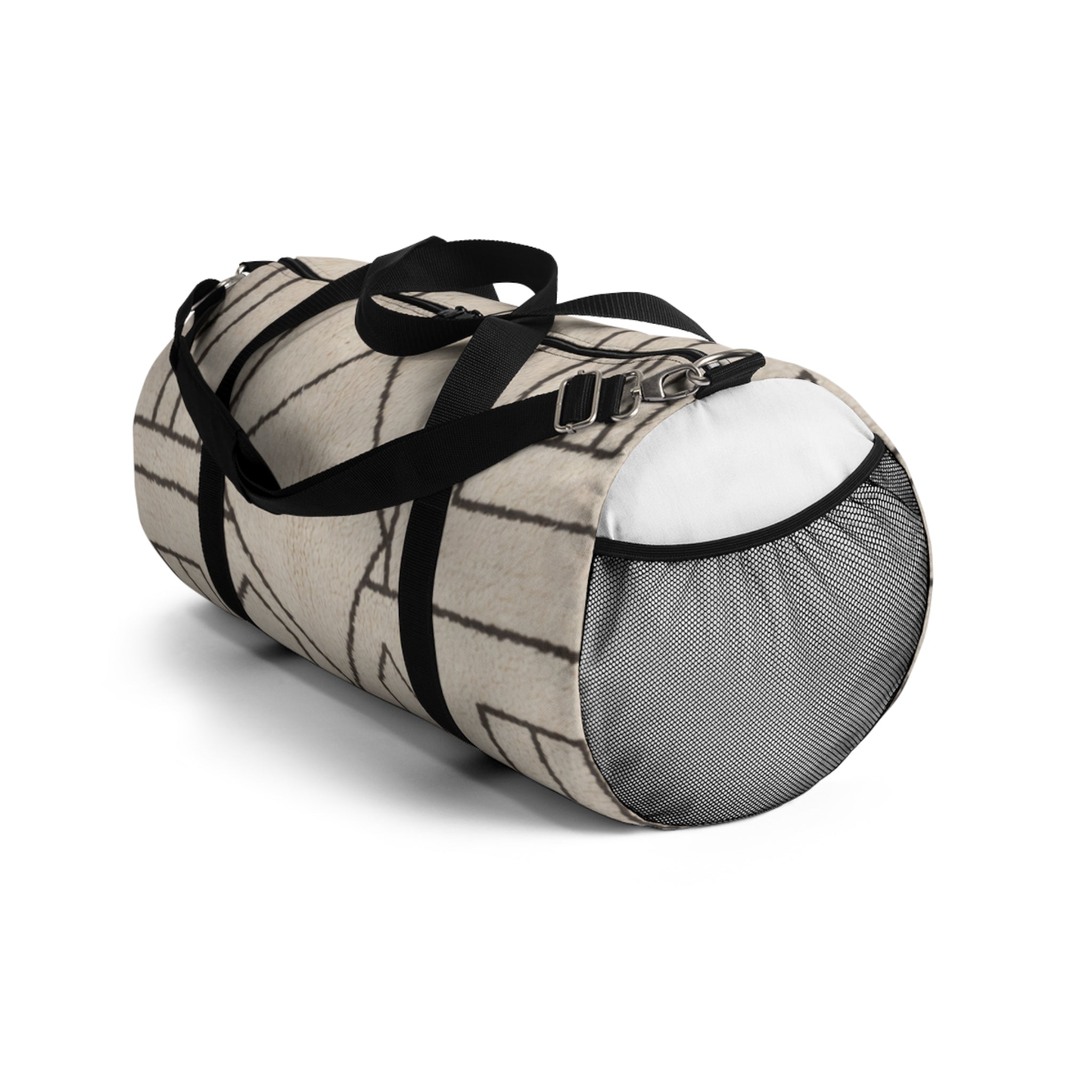 Neutral Geometric Pattern Duffel Bag | Minimalist Travel Tote