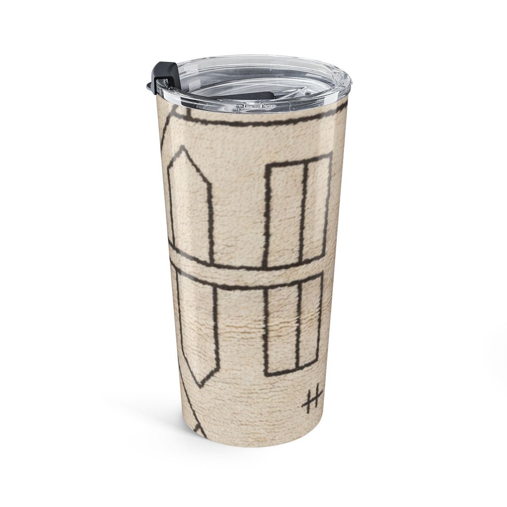 Geometric Moroccan Berber Pattern Tumbler 20oz | Minimalist Beige Travel Cup