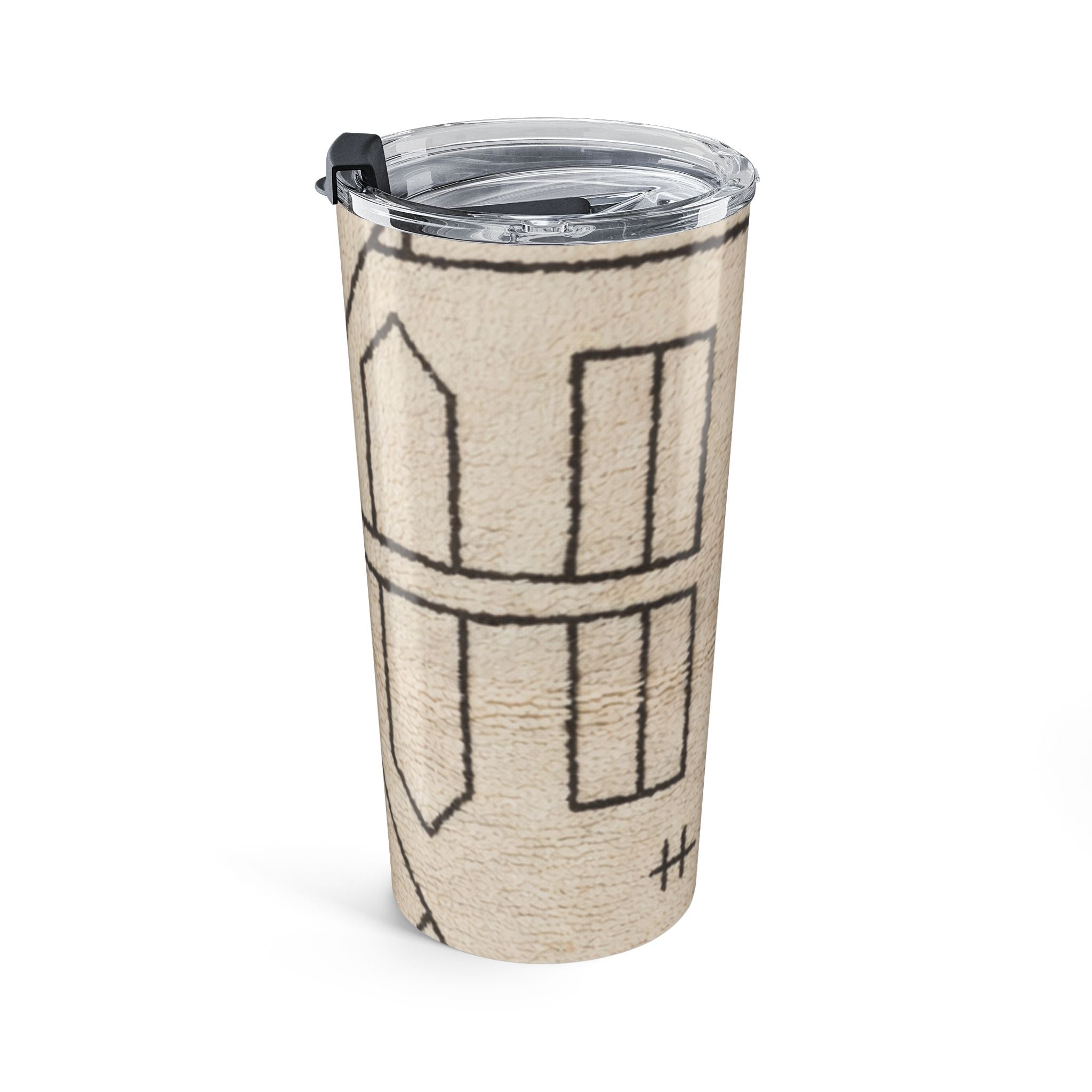 Geometric Moroccan Berber Pattern Tumbler 20oz | Minimalist Beige Travel Cup