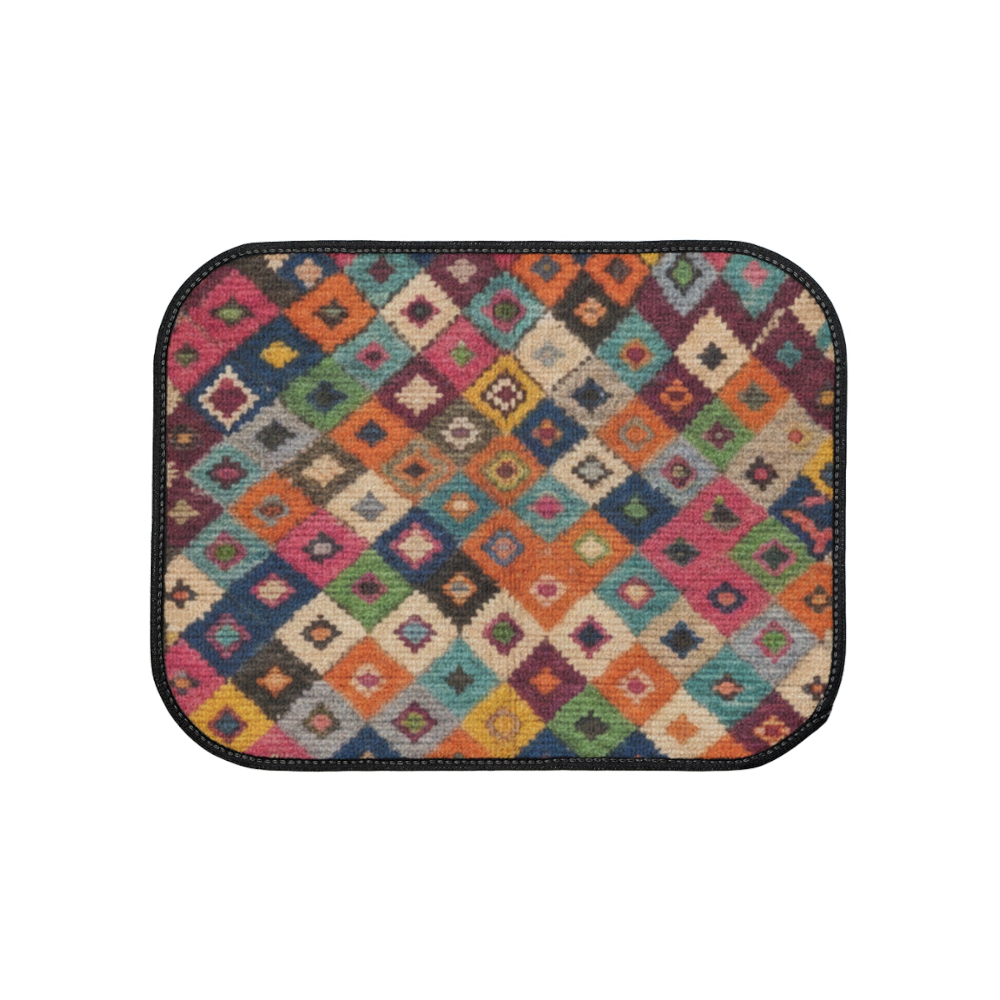 Colorful Geometric Diamond Pattern Car Floor Mat | Single Piece