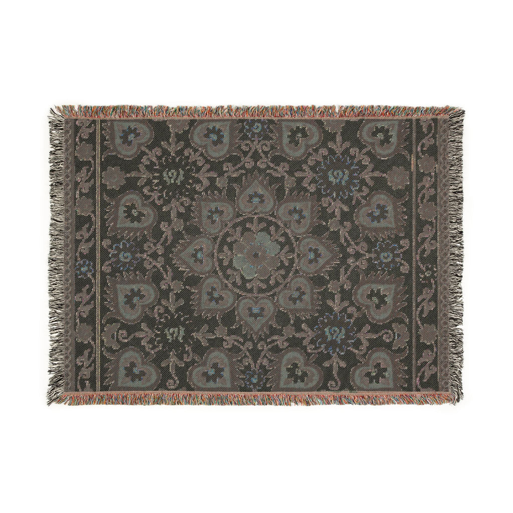 Vintage Persian Medallion Woven Blanket | Floral Kilim Throw