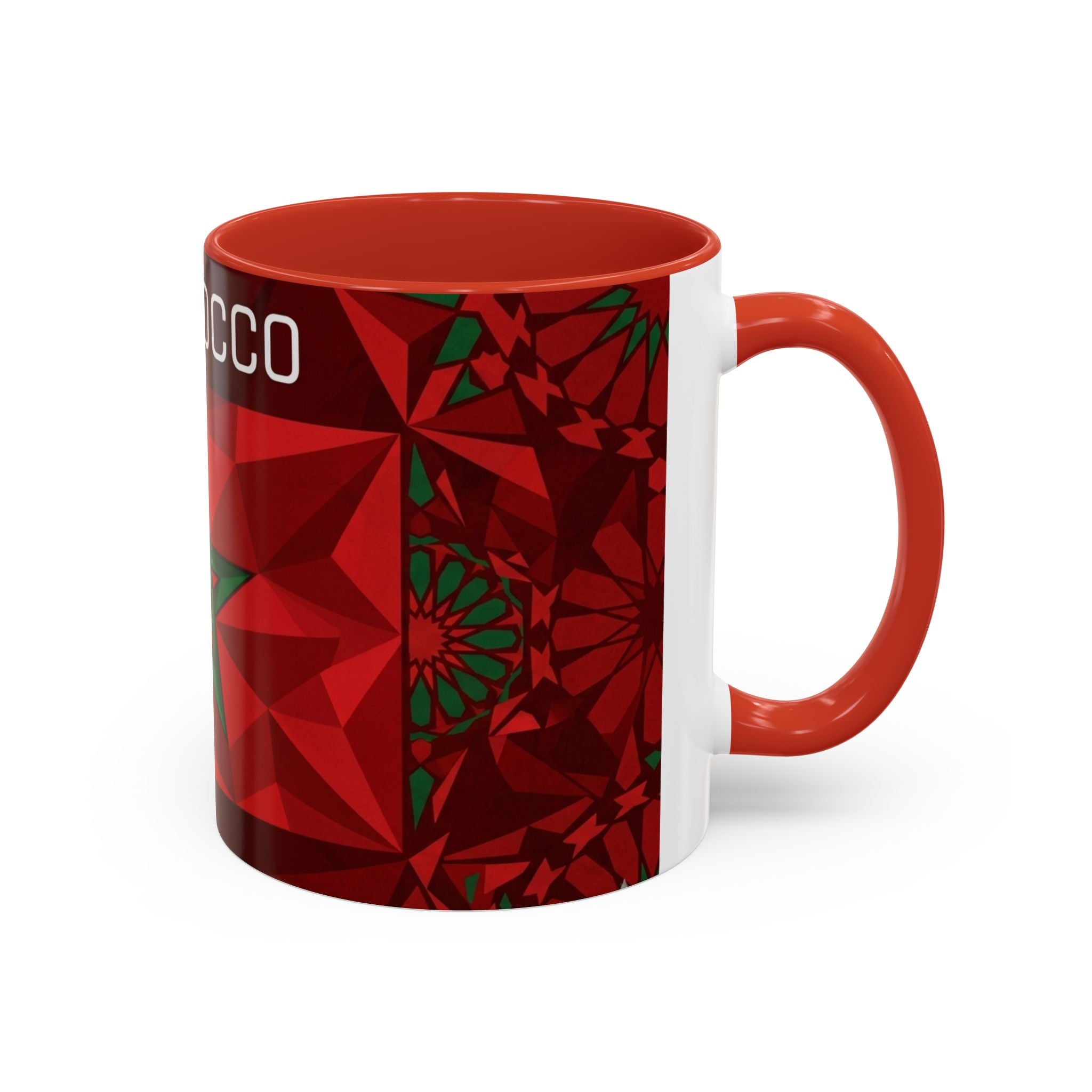 Morocco Flag Red Geometric Star Accent Mug | 11oz 15oz