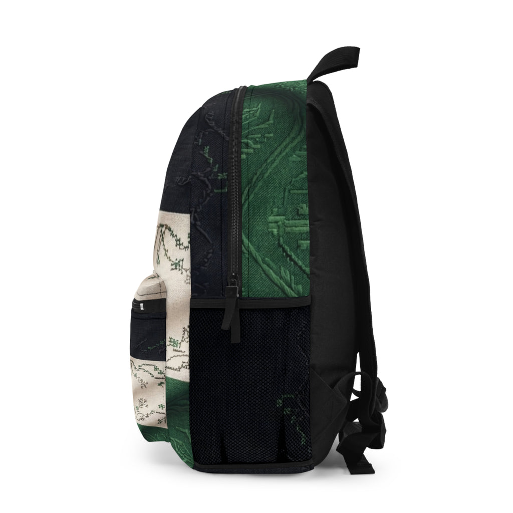 Palestine Flag Pattern Backpack | Vintage Map Motif, Green Red Black