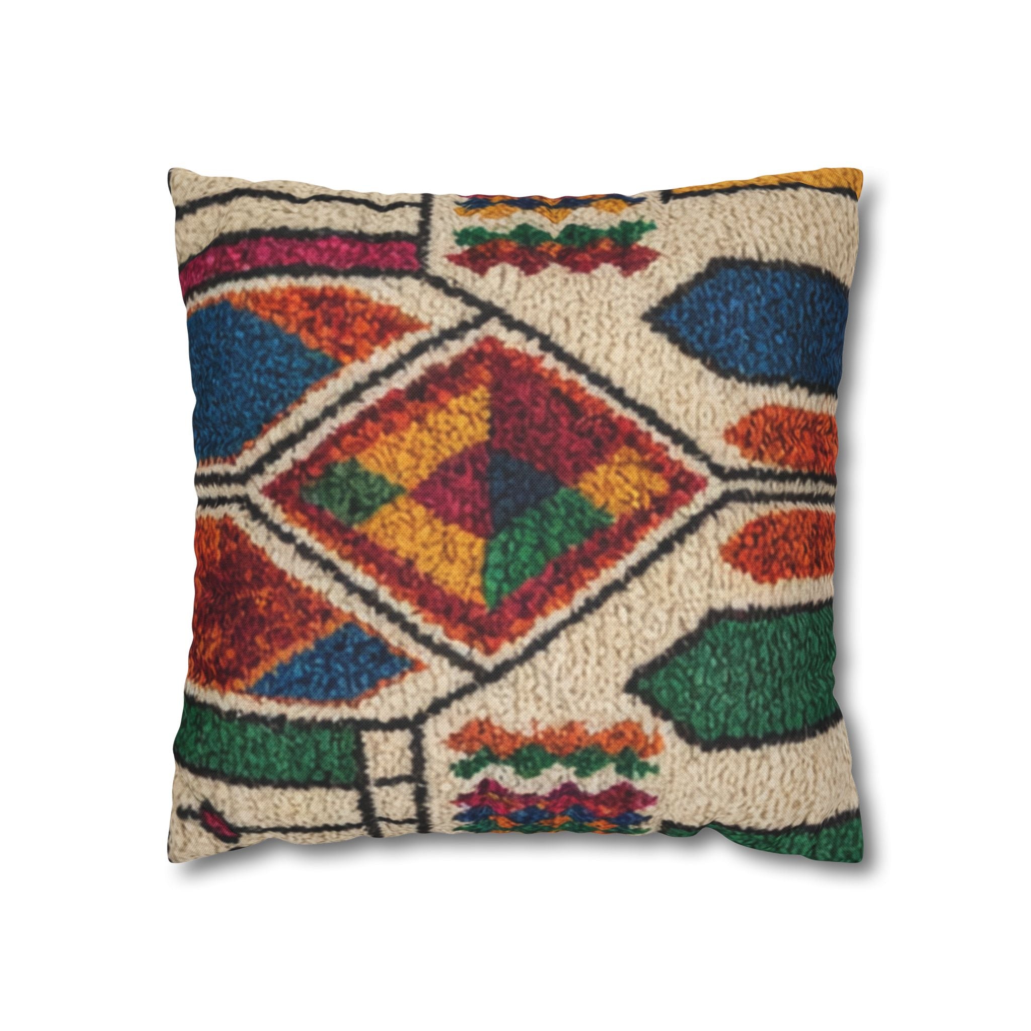 Moroccan Kilim Pattern Pillowcase Spun Polyester Square Pillowcase | Boho Geometric Throw