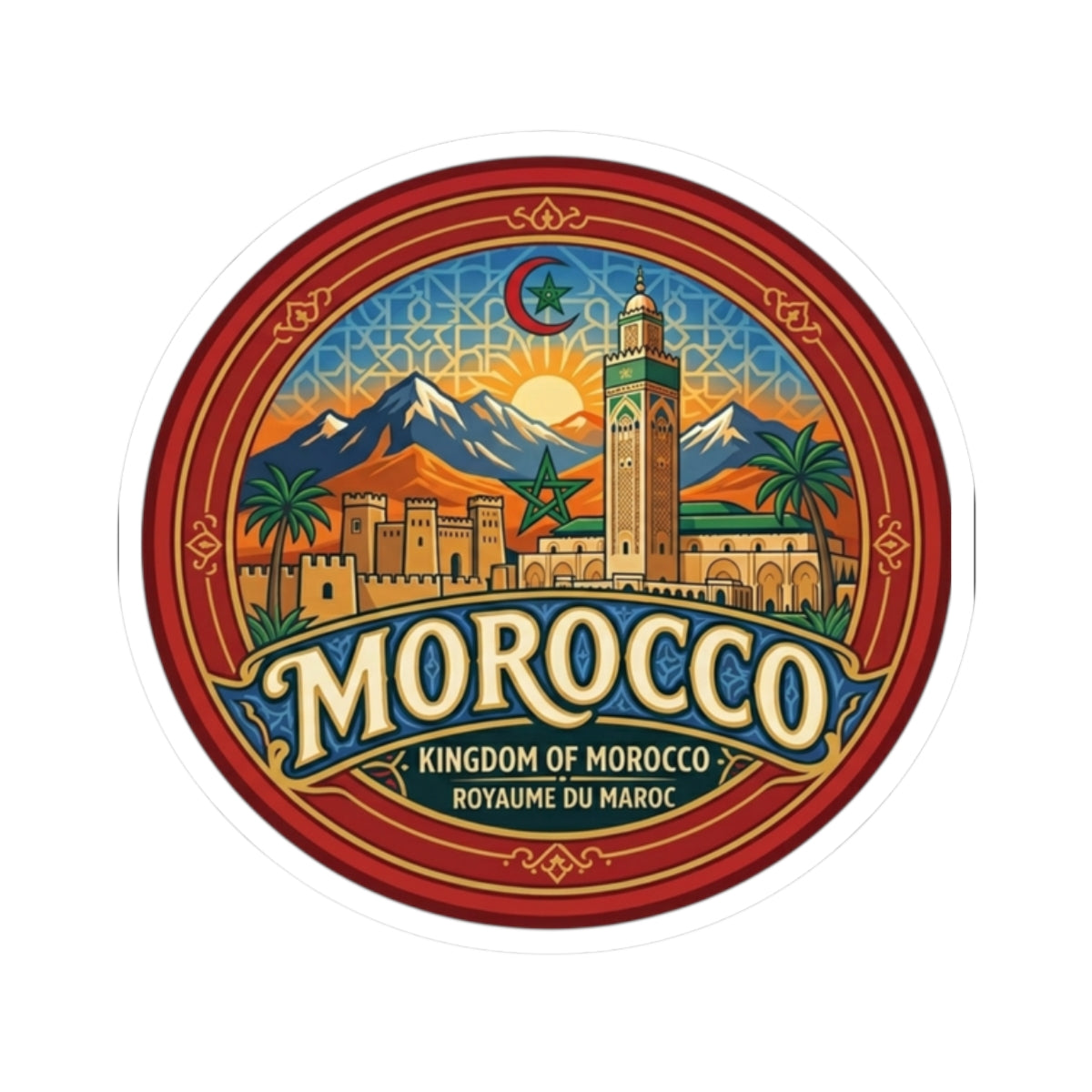 Morocco Vintage Travel Badge sticker | Kiss-Cut Sticker