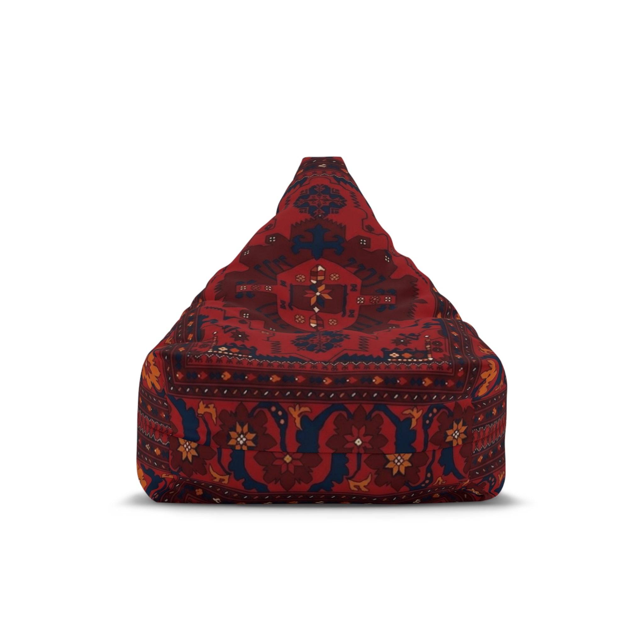 Red Persian Pattern Bean Bag, Boho Kilim Floor Pouf Cover