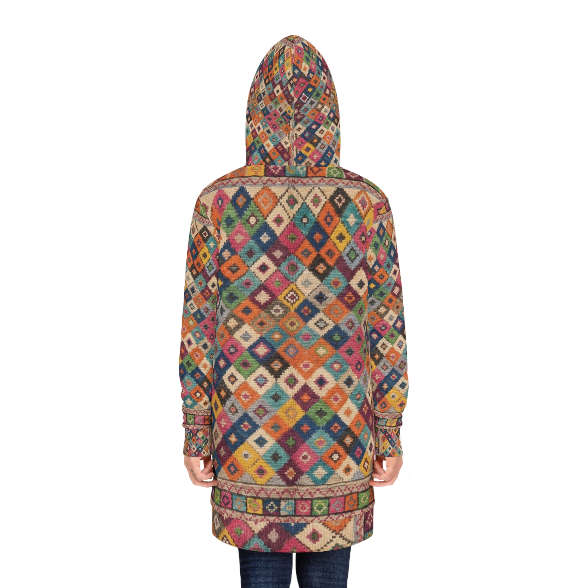 Boho Diamond Pattern Hoodie Dress