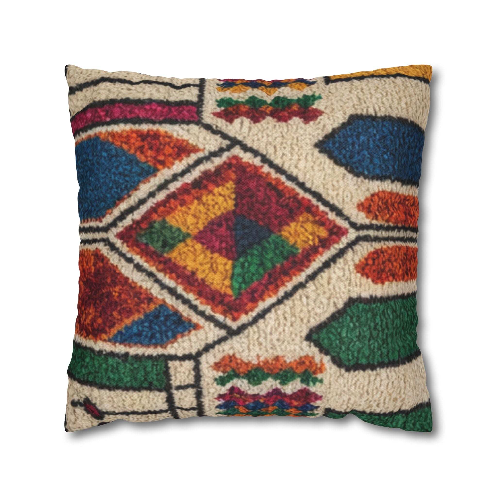 Moroccan Kilim Pattern Pillowcase Spun Polyester Square Pillowcase | Boho Geometric Throw