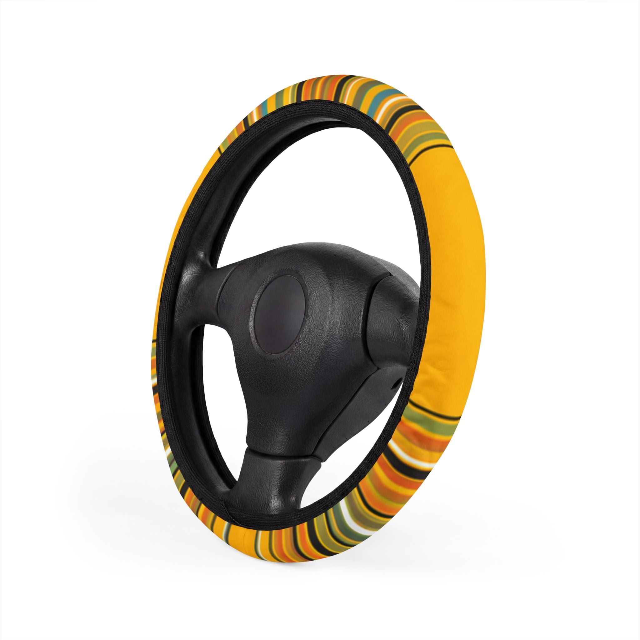 Yellow Stripe Car Steering Wheel Cover | Orange Green Pattern