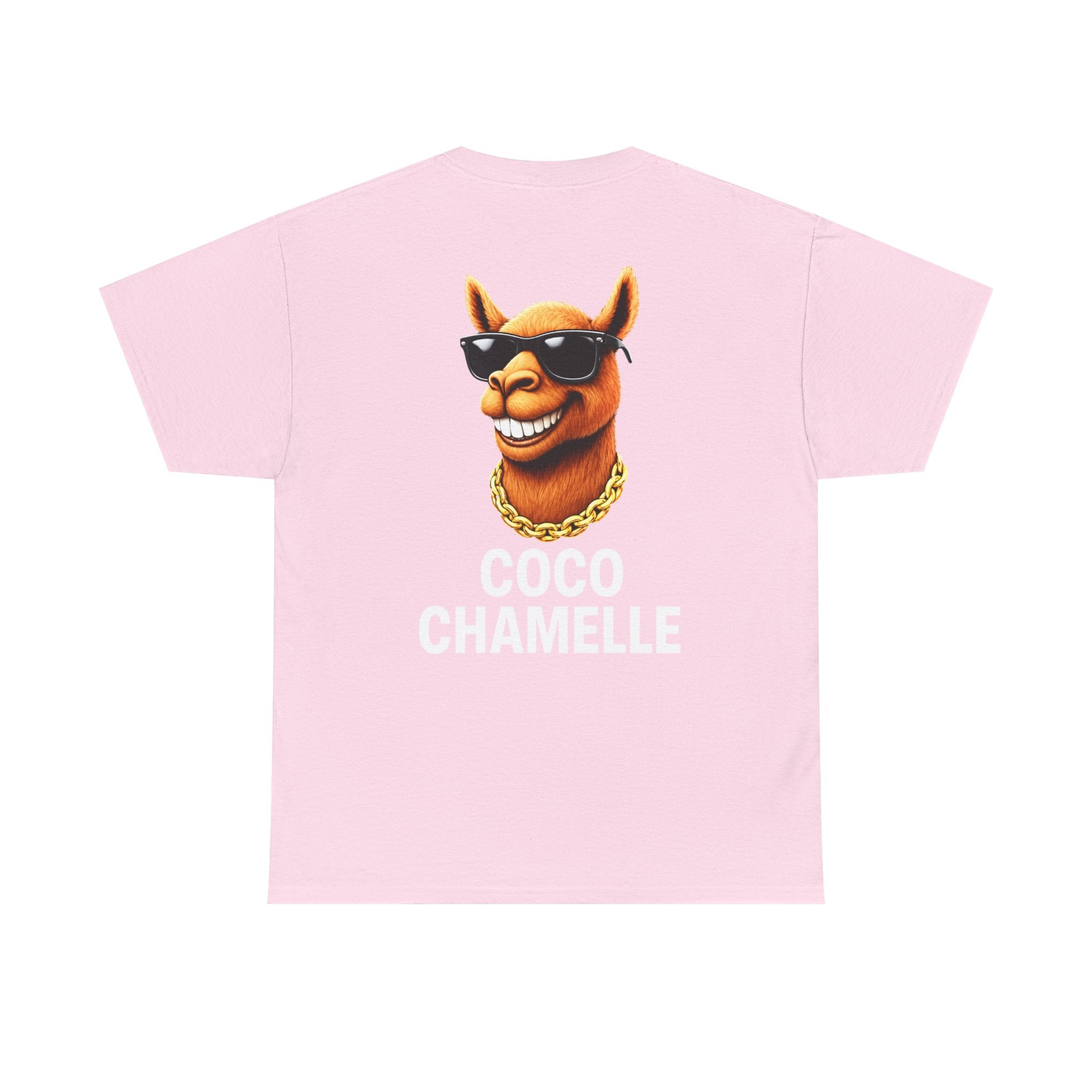 Coco Chamelle Tee Shirt - Cool Camel with Sunglasses & Gold Chain