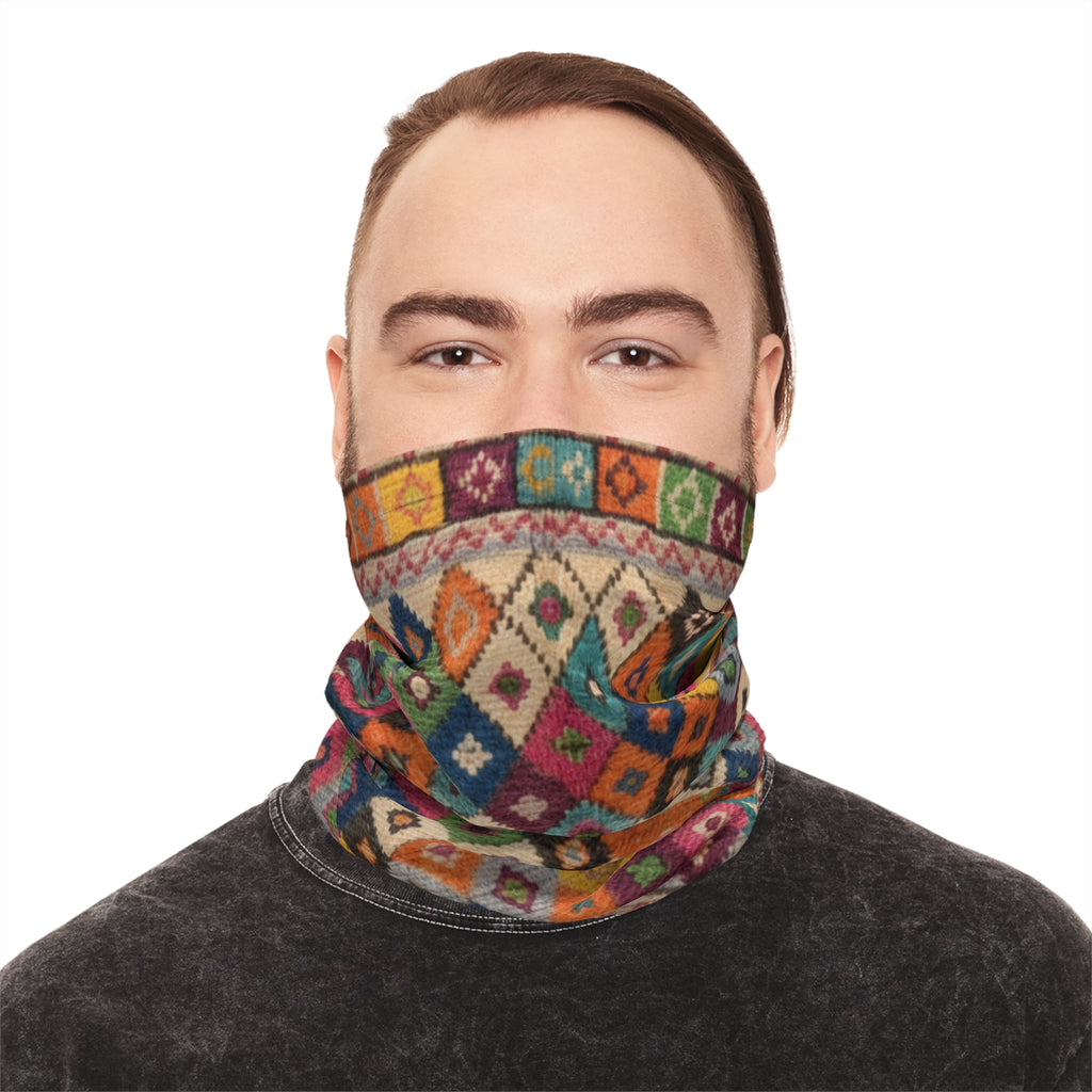 Colorful Kilim Diamond Pattern Neck Gaiter | Boho Aztec Scarf