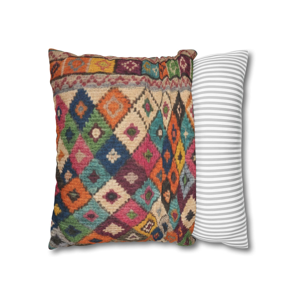 Bohemian Kilim Pattern Pillowcase Spun Polyester Square Pillowcase