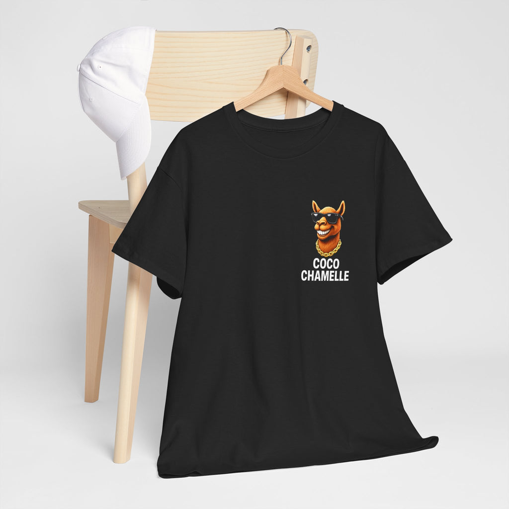 Coco Chamelle Tee Shirt - Cool Camel with Sunglasses & Gold Chain