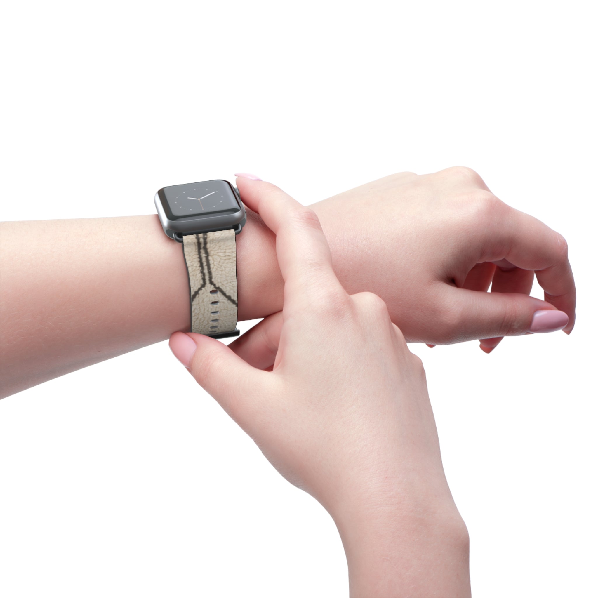 Beige Geometric Moroccan Pattern Watch Band | Neutral Minimalist Leather Look