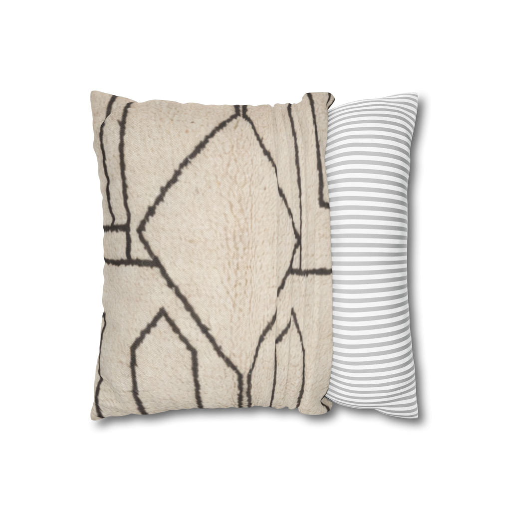 Neutral Tribal Geometric Pillowcase Spun Polyester Square Pillowcase | Boho Accent