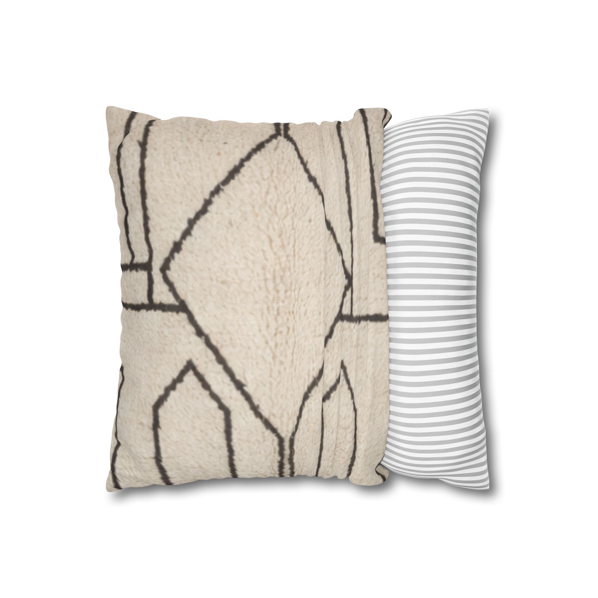 Neutral Tribal Geometric Pillowcase Spun Polyester Square Pillowcase | Boho Accent