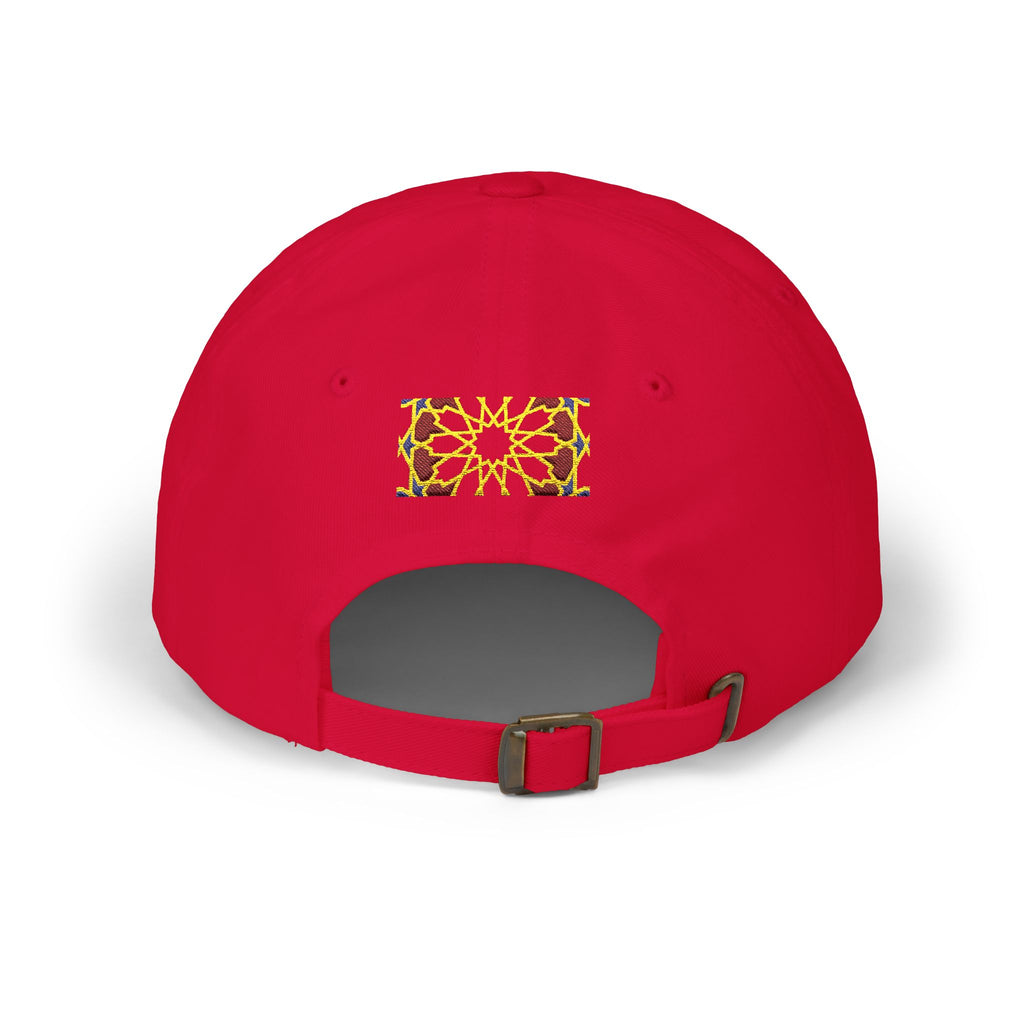 Floral Moroccan Mosaic Embroidered Dad Cap | White Cotton Baseball Hat