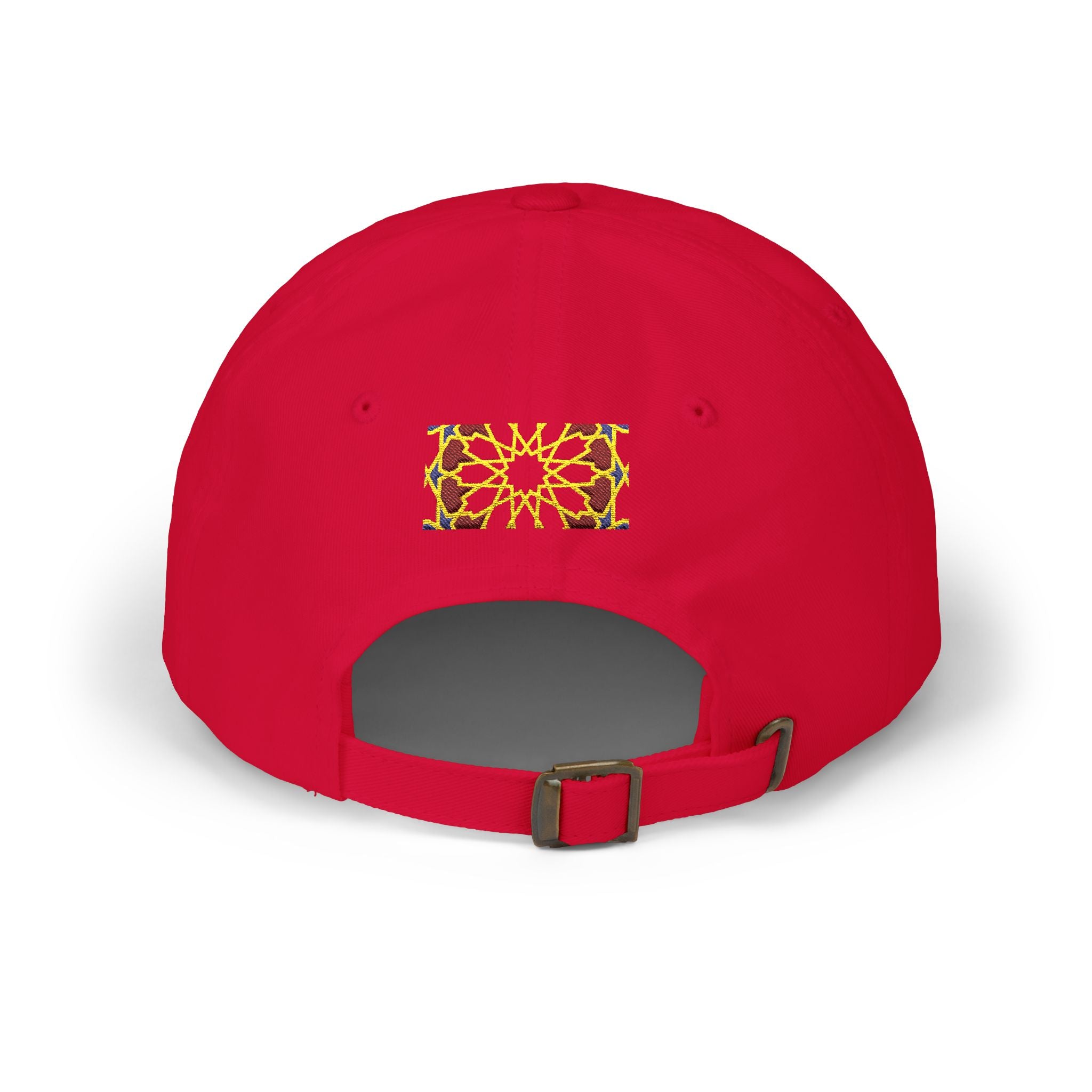 Floral Moroccan Mosaic Embroidered Dad Cap | White Cotton Baseball Hat