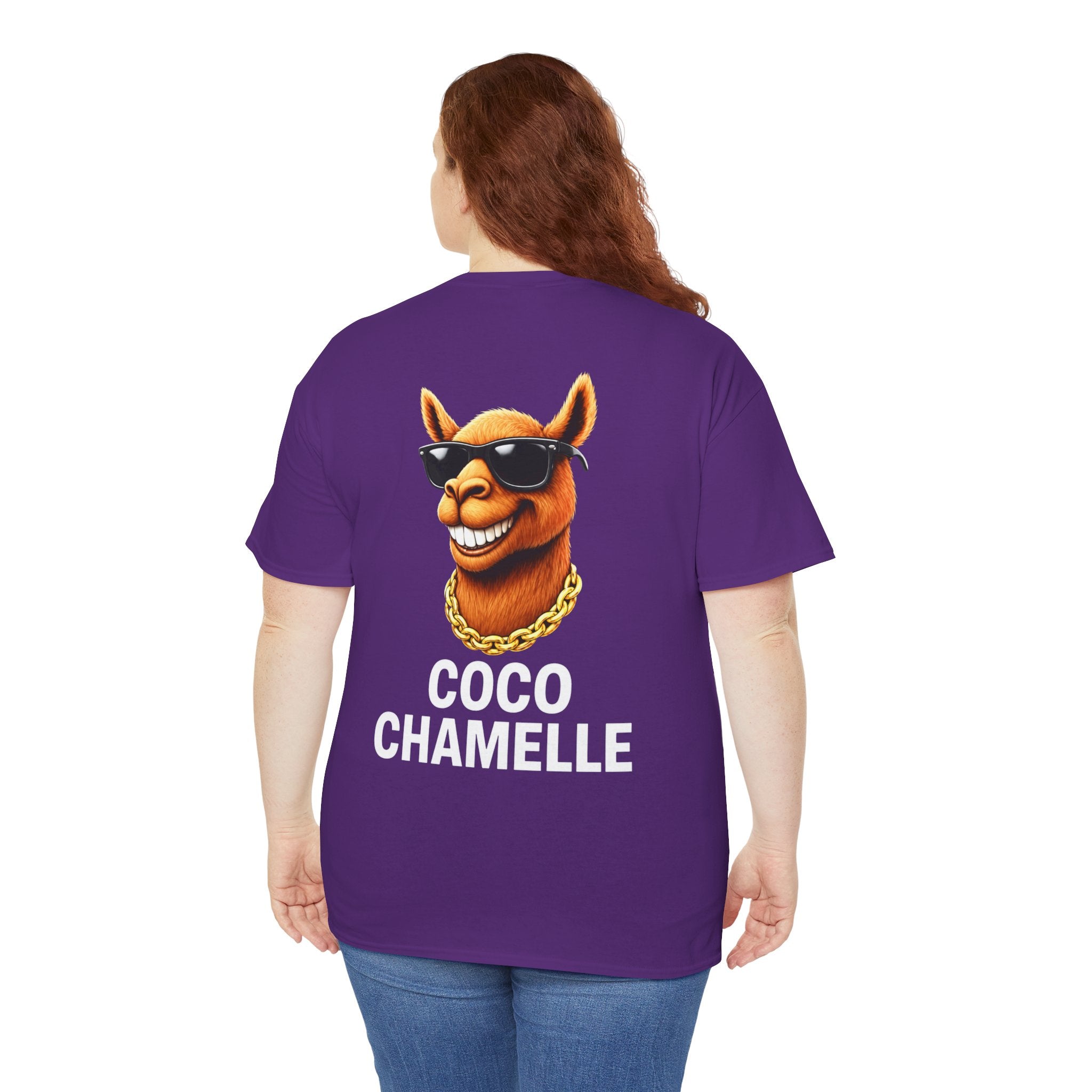 Coco Chamelle Tee Shirt - Cool Camel with Sunglasses & Gold Chain