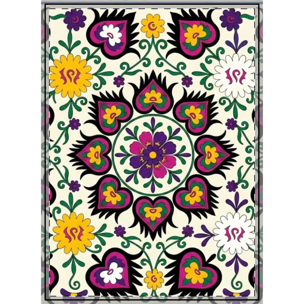 Floral Mandala Woven Wall Tapestry | Boho Floral Pattern