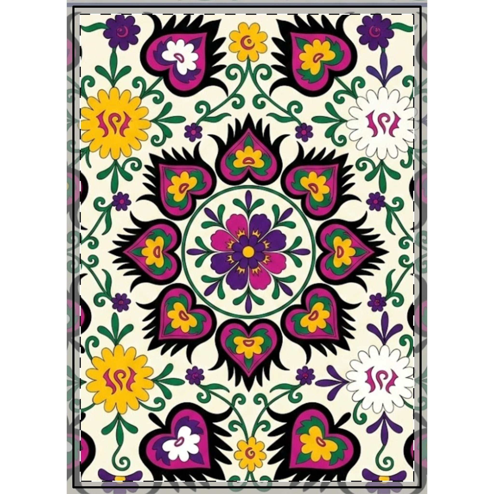 Floral Mandala Woven Wall Tapestry | Boho Floral Pattern