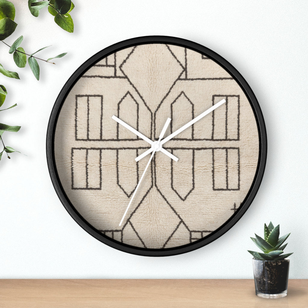 Geometric Line Moroccan Pattern Wall Clock | Neutral Modern Home Decor