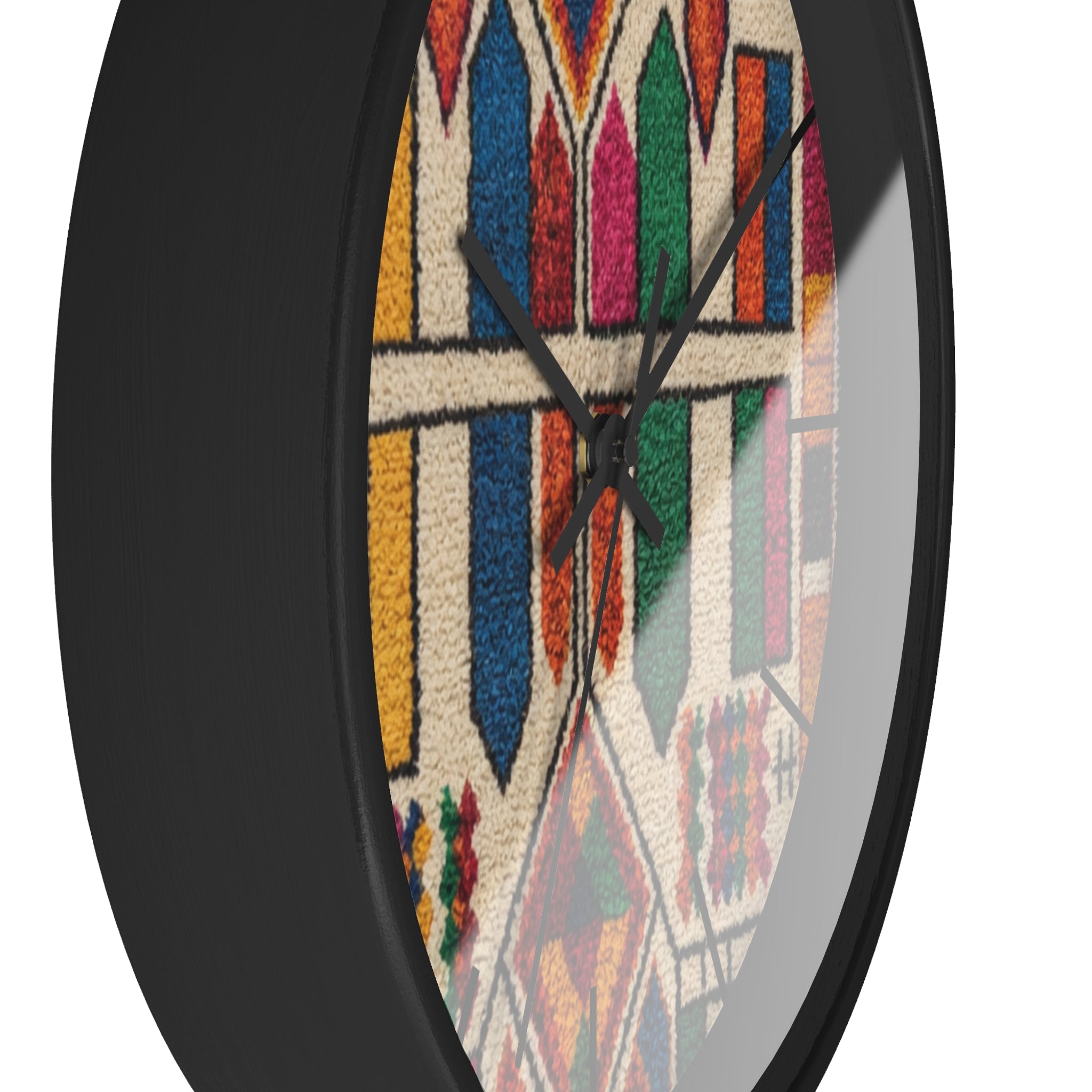 Colorful Moroccan Geometric Pattern Wall Clock | Boho Tile Design