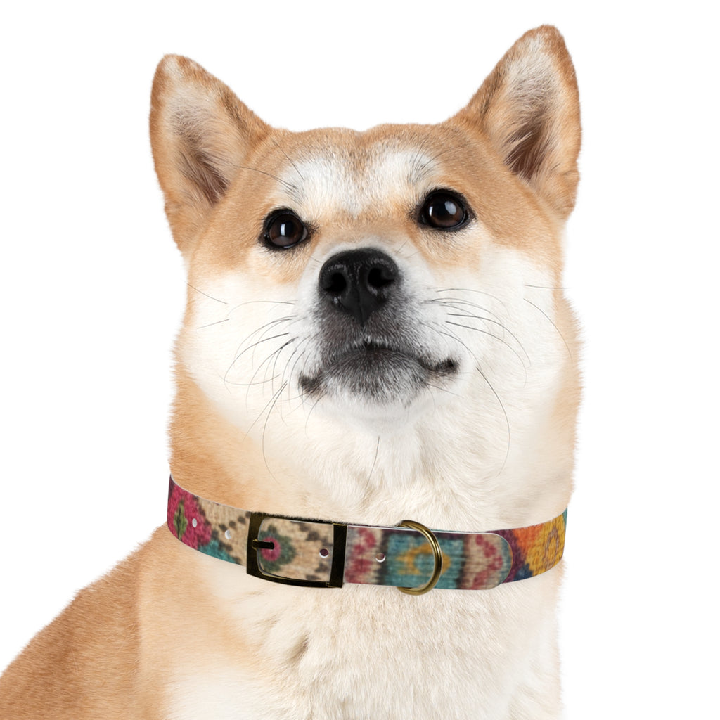 Boho Ikat Pattern Dog Collar | Colorful Southwestern Print
