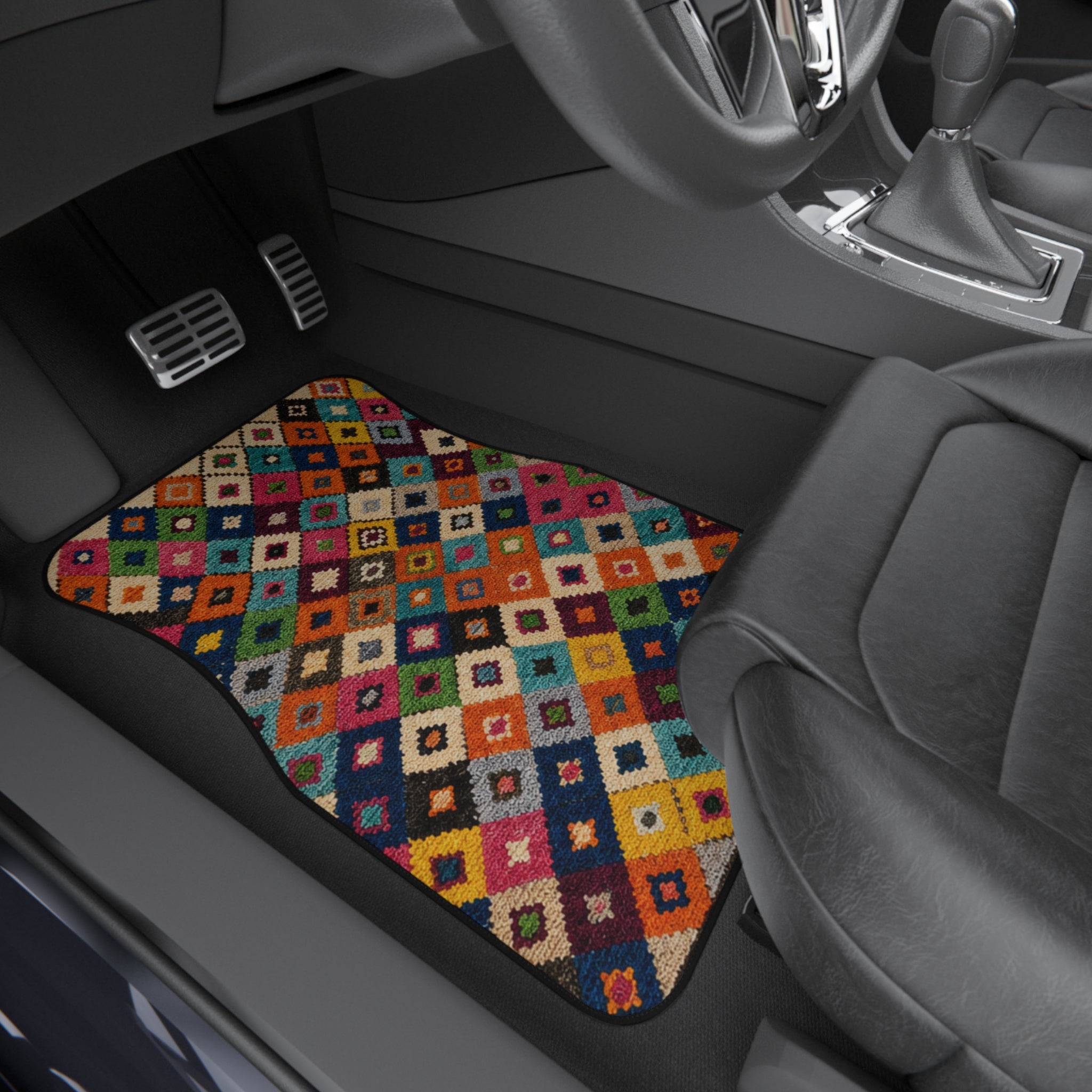Colorful Kilim Diamond Pattern Car Mats | Set of 4