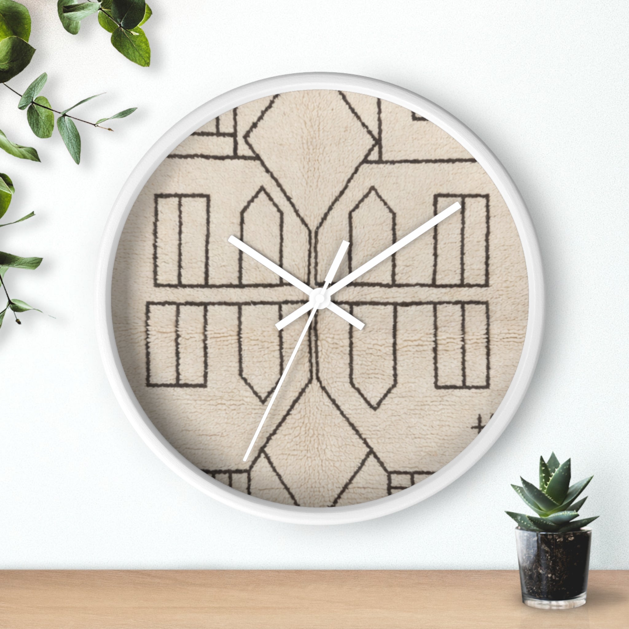 Geometric Line Moroccan Pattern Wall Clock | Neutral Modern Home Decor