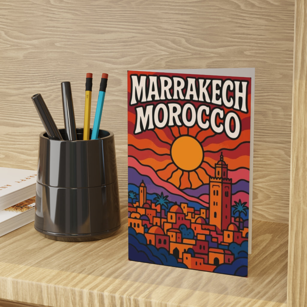 Marrakech Morocco Sunset Illustration postcard | Travel Postcard Style