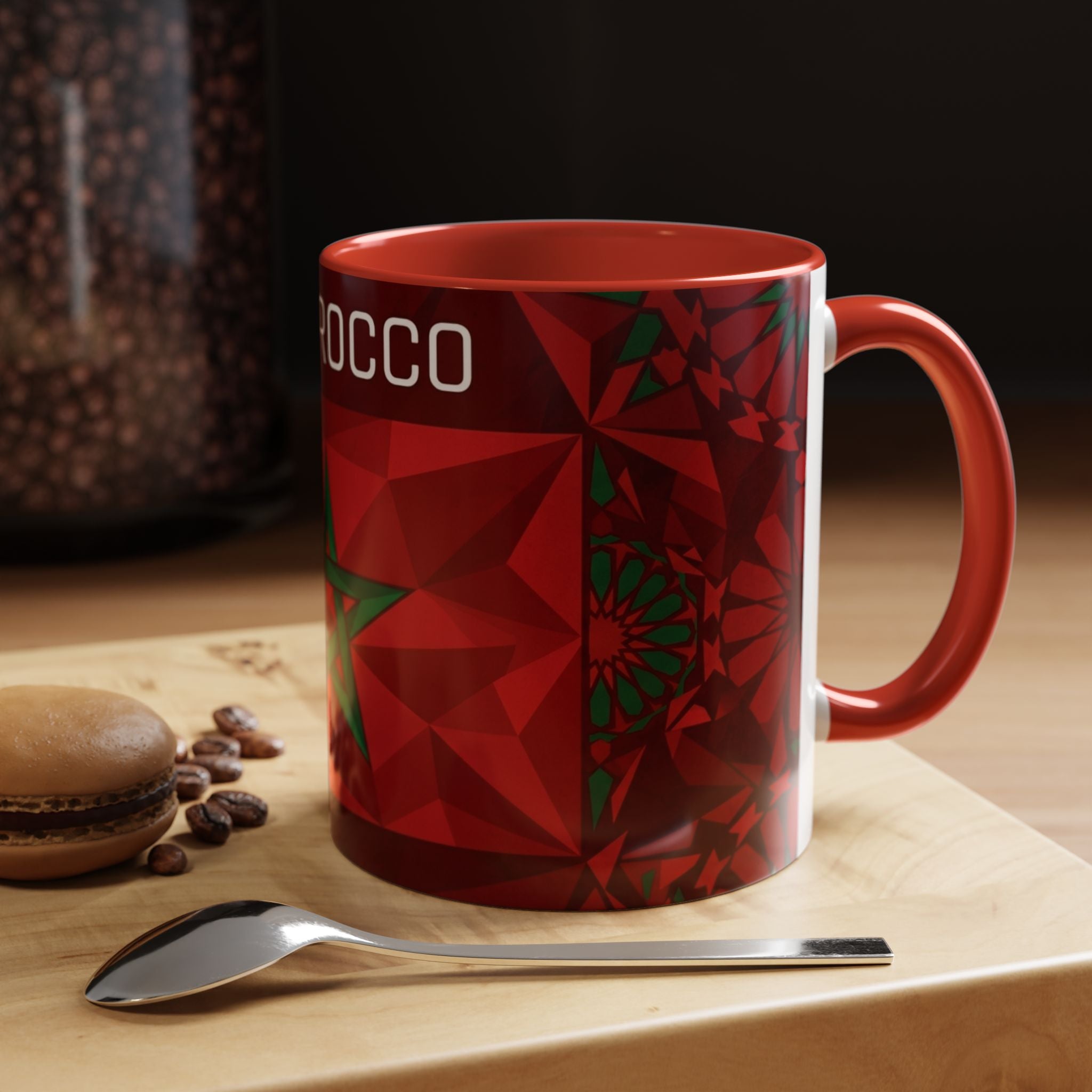 Morocco Flag Red Geometric Star Accent Mug | 11oz 15oz