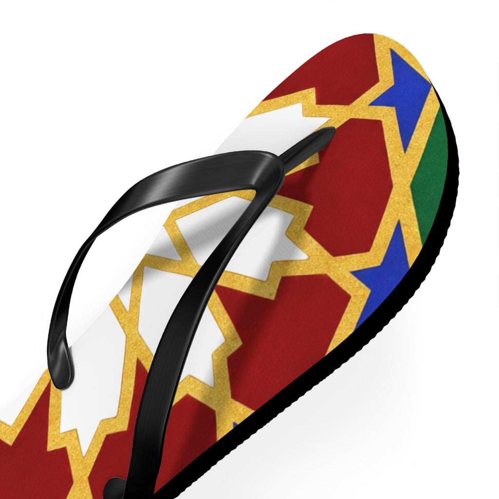Moroccan Tile Pattern Flip Flops | Colorful Geometric Sandals