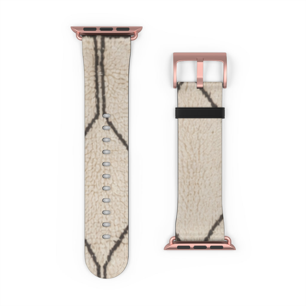 Beige Geometric Moroccan Pattern Watch Band | Neutral Minimalist Leather Look
