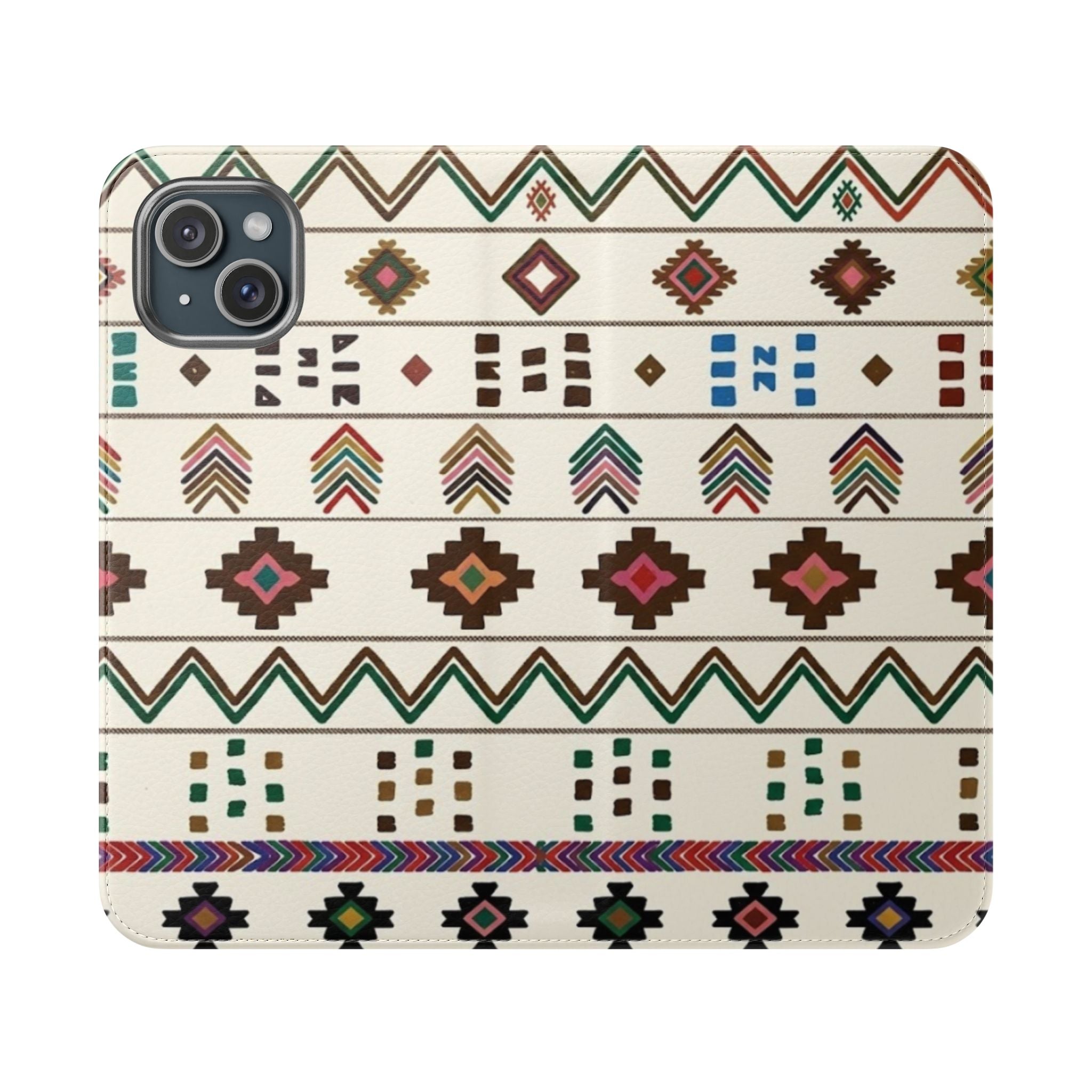 Southwestern Aztec Pattern Flip Case | Tribal Phone Wallet, Card Slots
