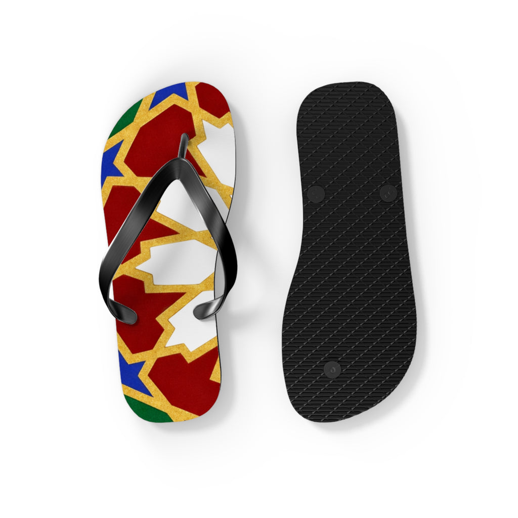 Moroccan Tile Pattern Flip Flops | Colorful Geometric Sandals
