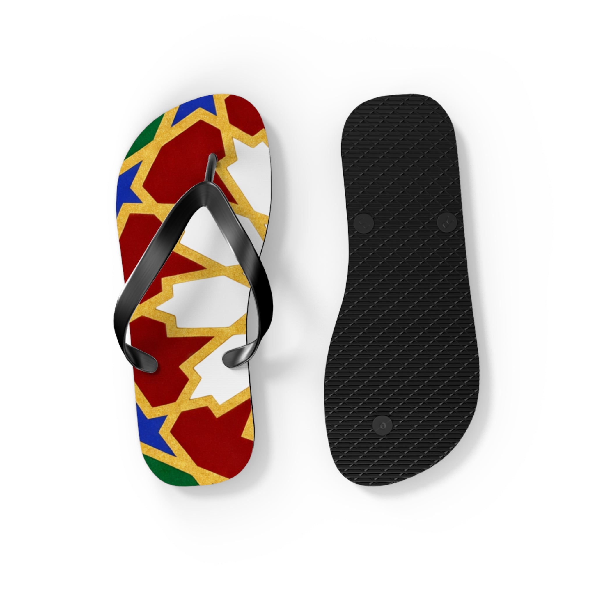 Moroccan Tile Pattern Flip Flops | Colorful Geometric Sandals