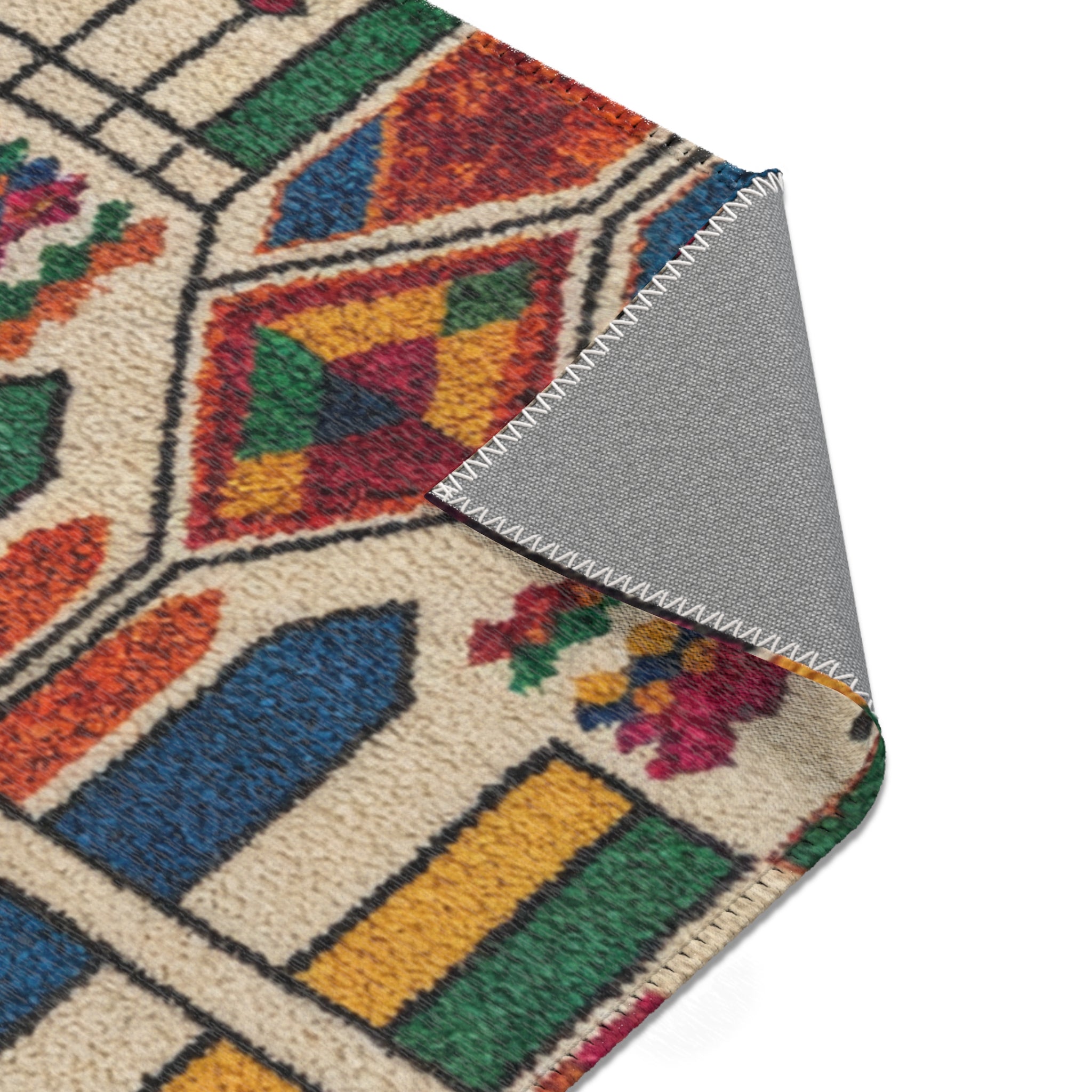 Colorful Geometric Kilim Pattern Area Rugs | Boho Moroccan Inspired Floor Rug