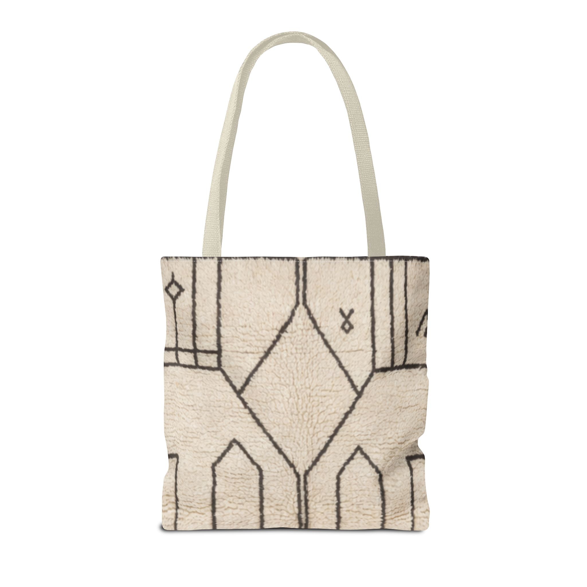 Neutral Geometric Diamond Pattern Tote Bag | Minimal Line Art