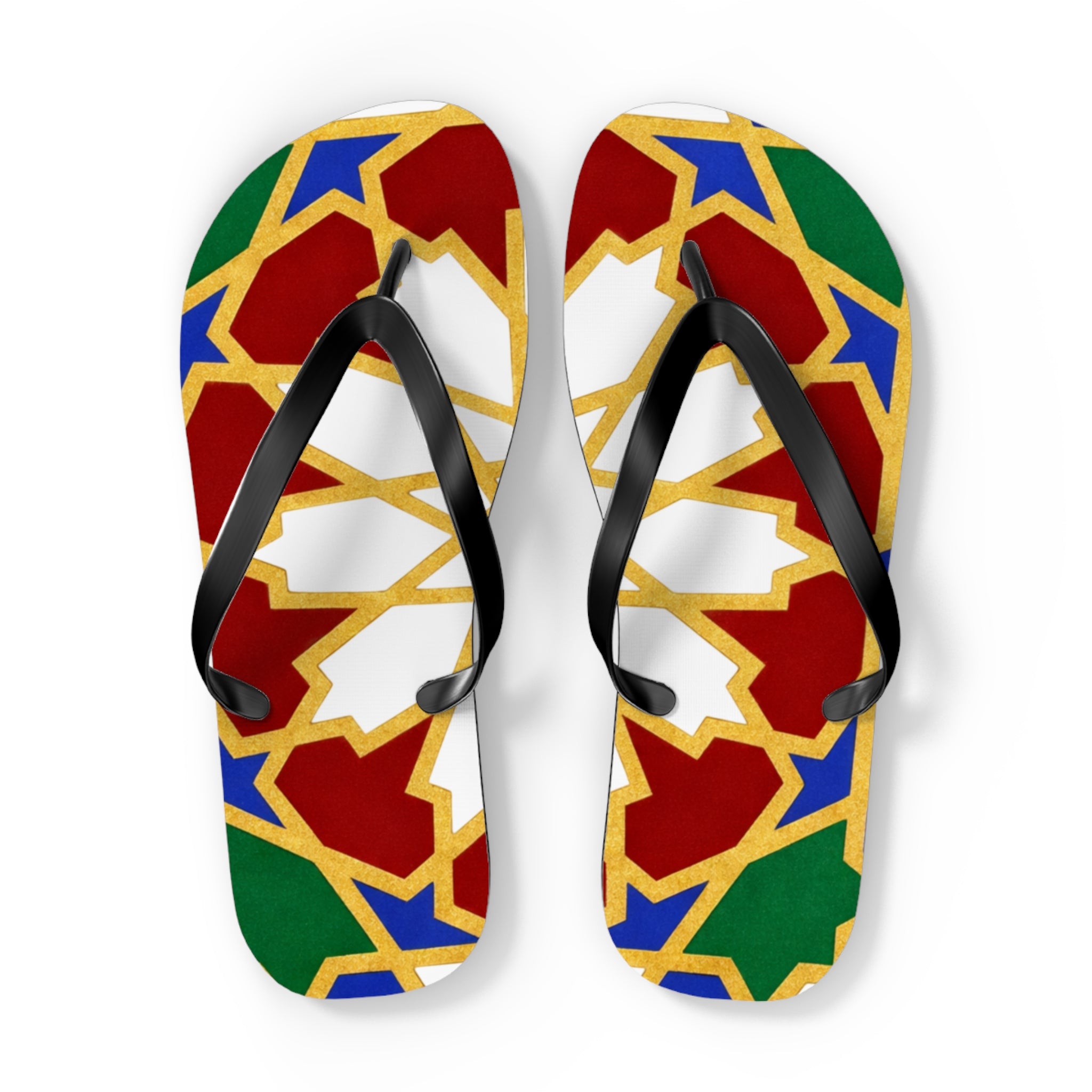 Moroccan Tile Pattern Flip Flops | Colorful Geometric Sandals
