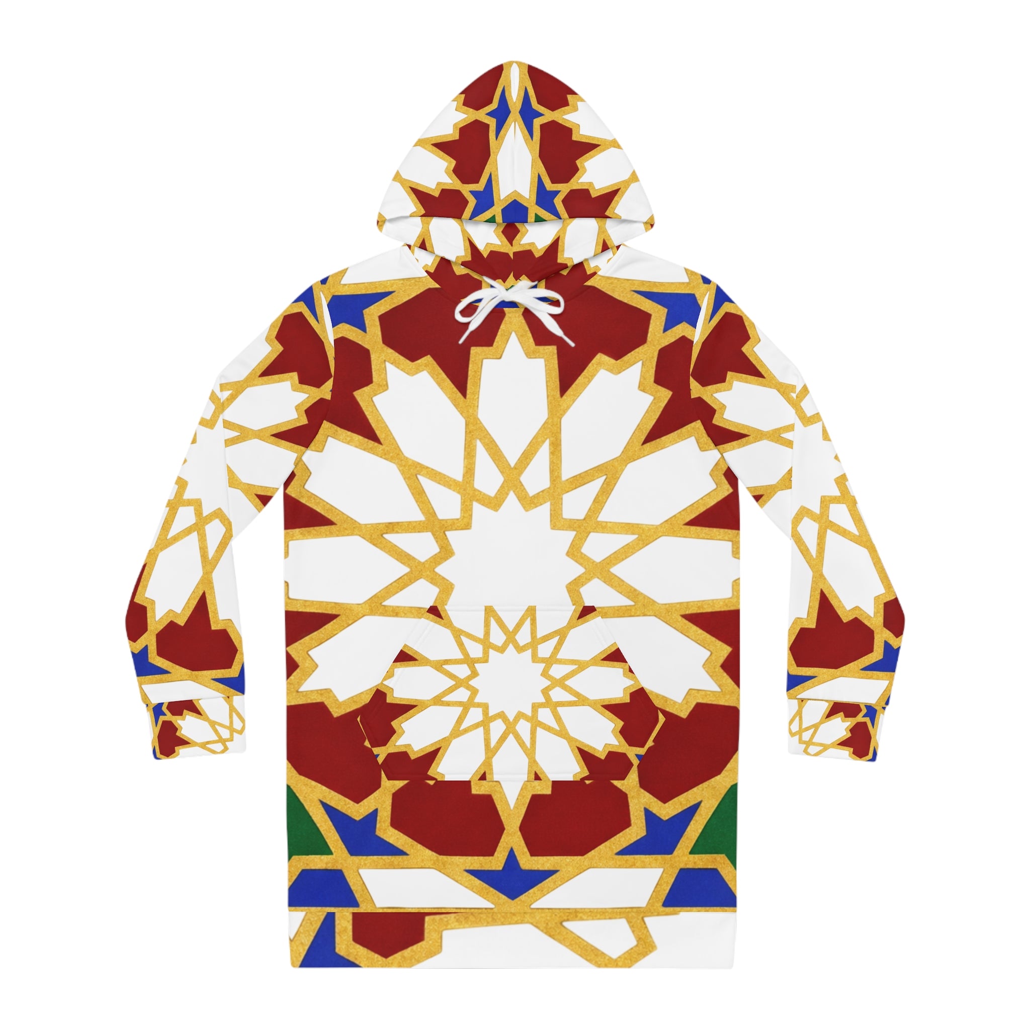 Geometric Moroccan Star Pattern Hoodie Dress | All-Over Print