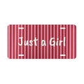 Just a Girl Vanity Plate | Pink Stripe License Plate