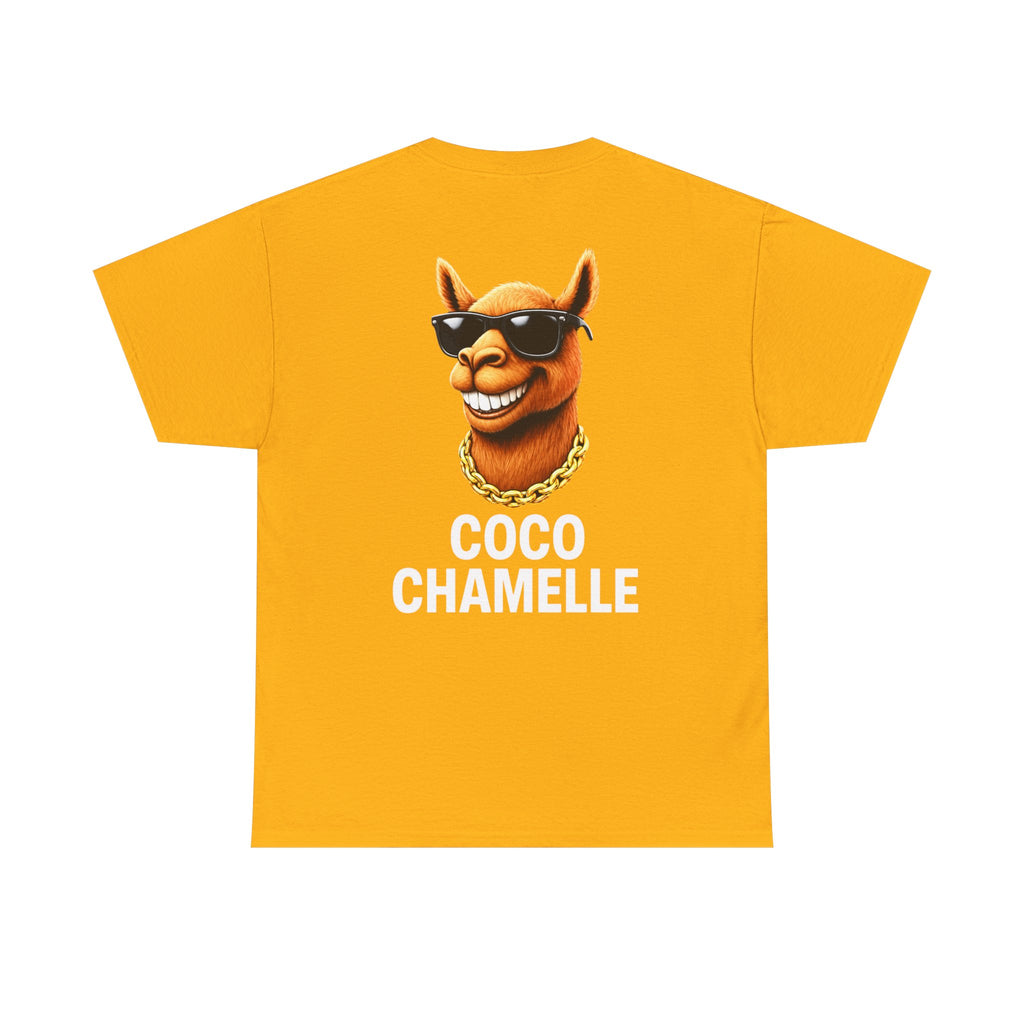Coco Chamelle Tee Shirt - Cool Camel with Sunglasses & Gold Chain