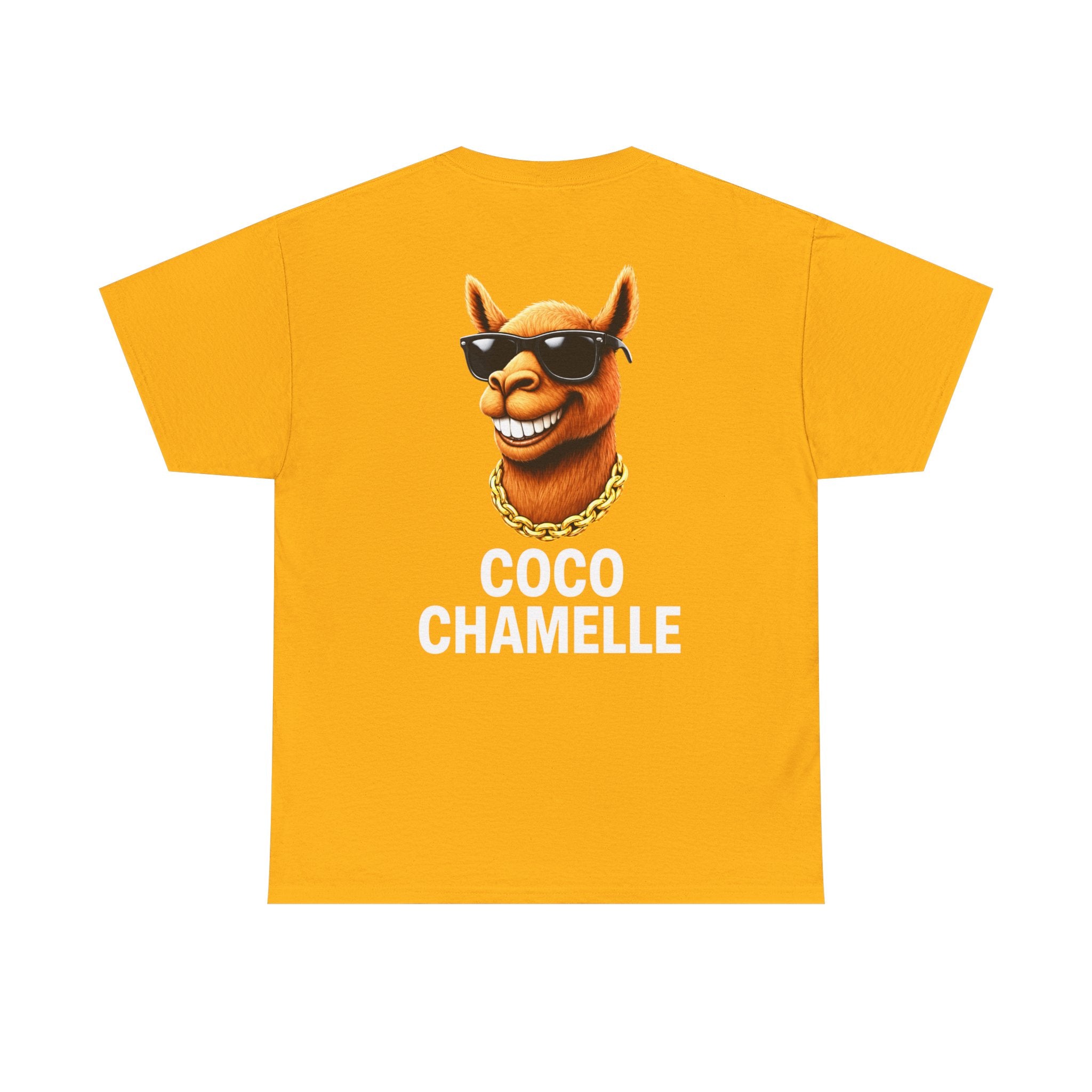 Coco Chamelle Tee Shirt - Cool Camel with Sunglasses & Gold Chain