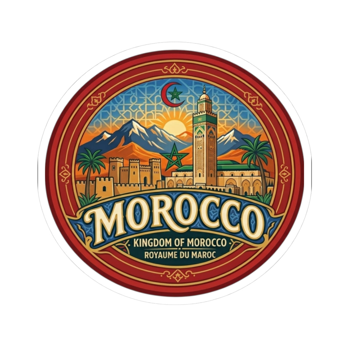 Morocco Vintage Travel Badge sticker | Kiss-Cut Sticker
