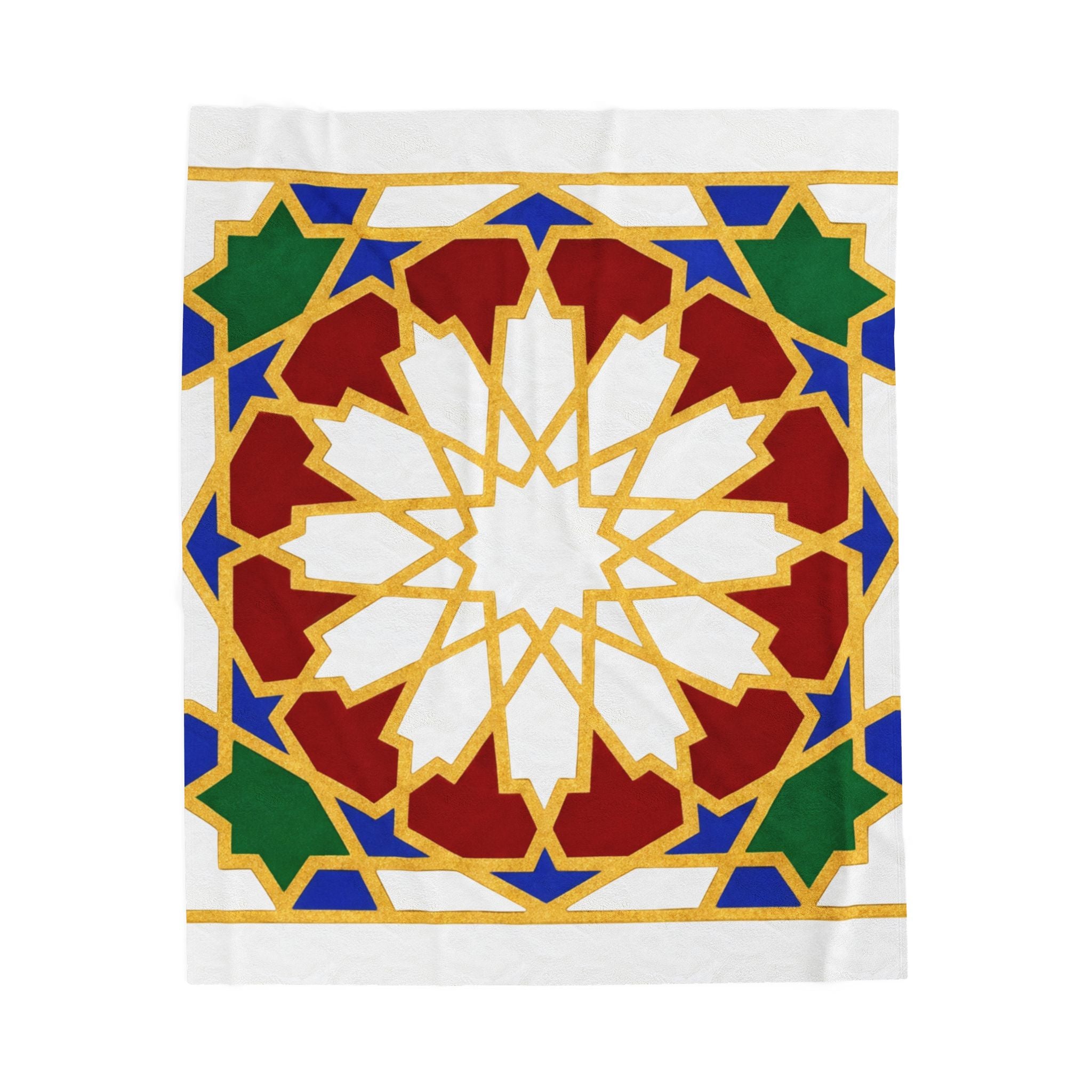 Geometric Moroccan Tile Velveteen Plush Blanket | Starburst Pattern