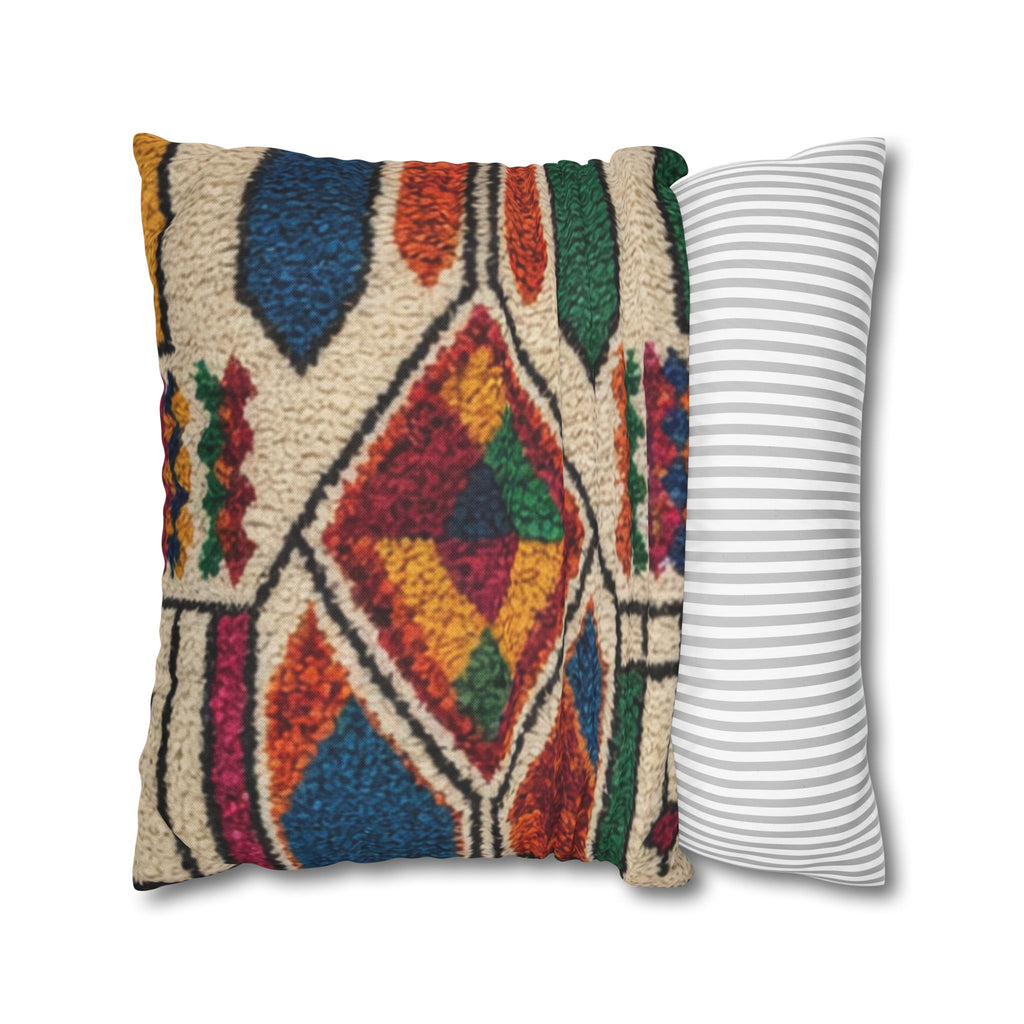 Moroccan Kilim Pattern Pillowcase Spun Polyester Square Pillowcase | Boho Geometric Throw