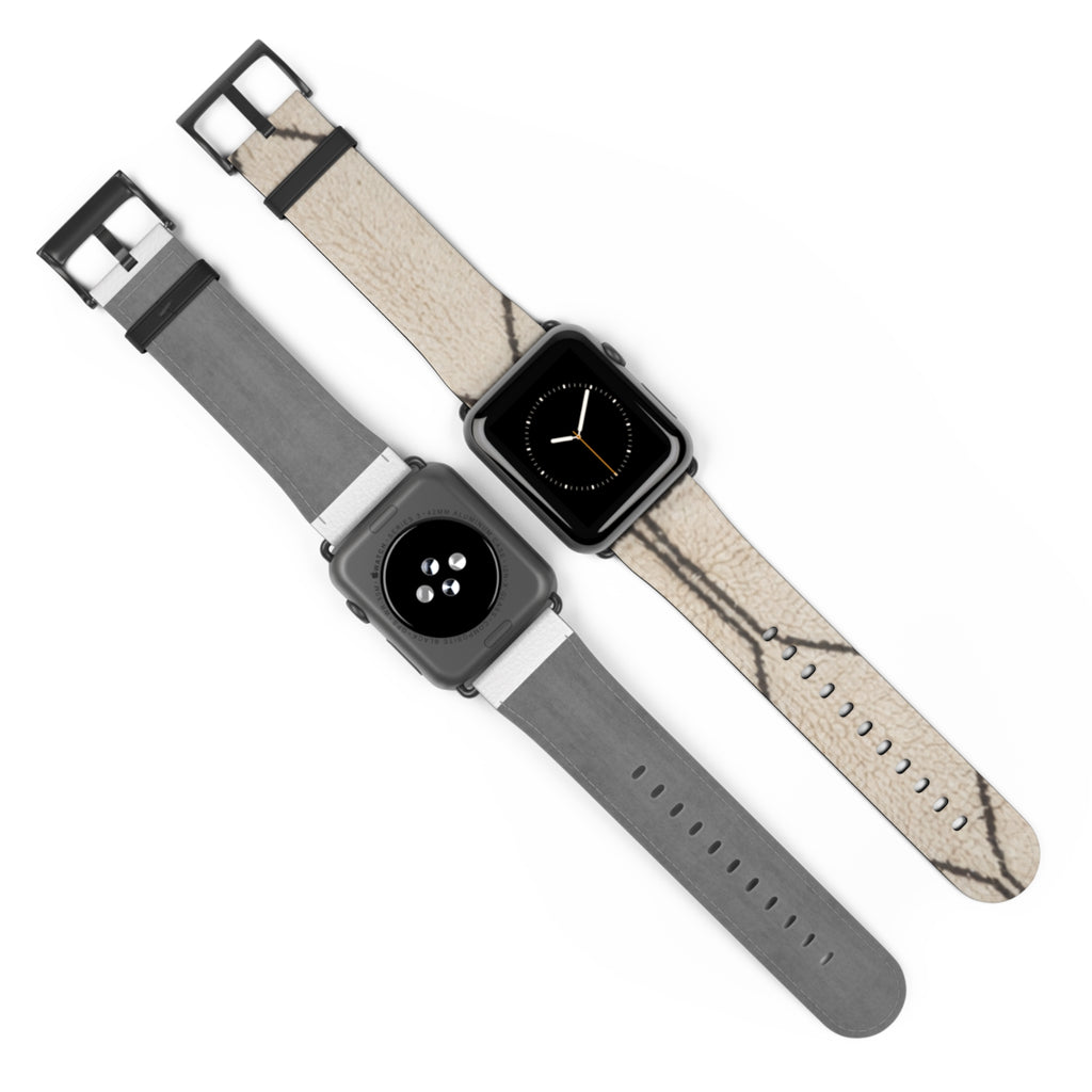 Beige Geometric Moroccan Pattern Watch Band | Neutral Minimalist Leather Look
